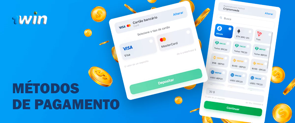 Métodos de pagamento na aplicação 1Win
